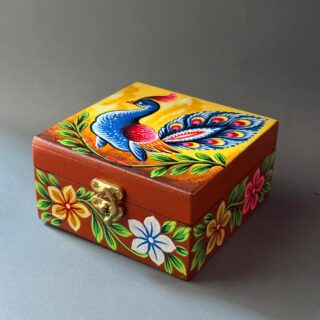 Peacock Themed Wooden Jewellery Box