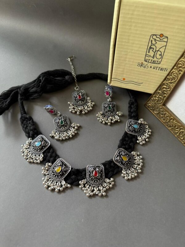 Black Threaded Oxidized Necklace Set 2