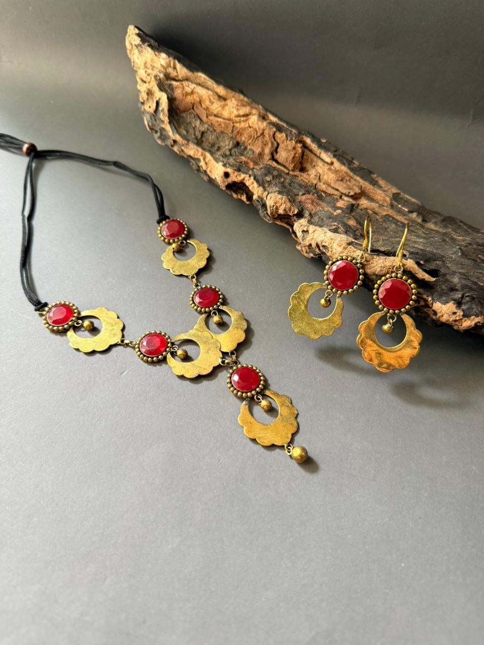 Crimson Petal Necklace Set