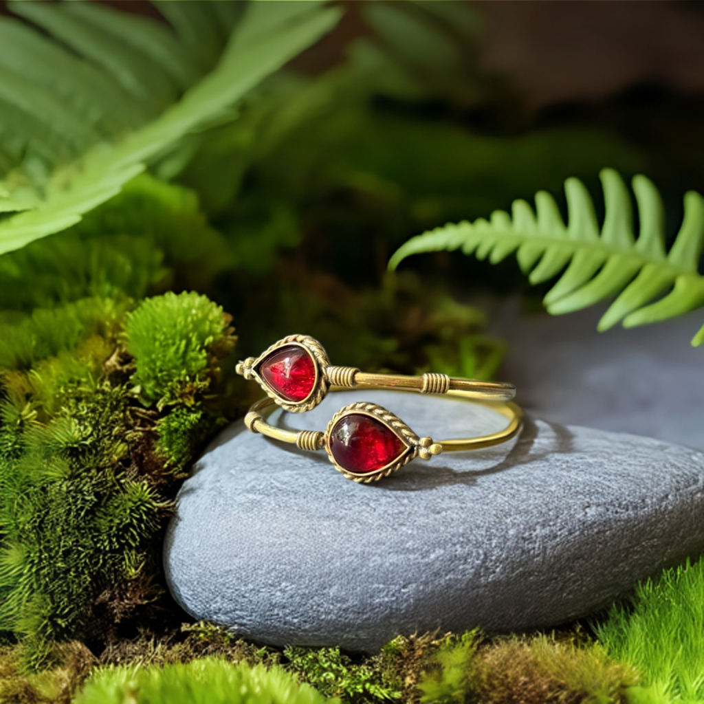 Ruby Teardrop Cuff Bangle