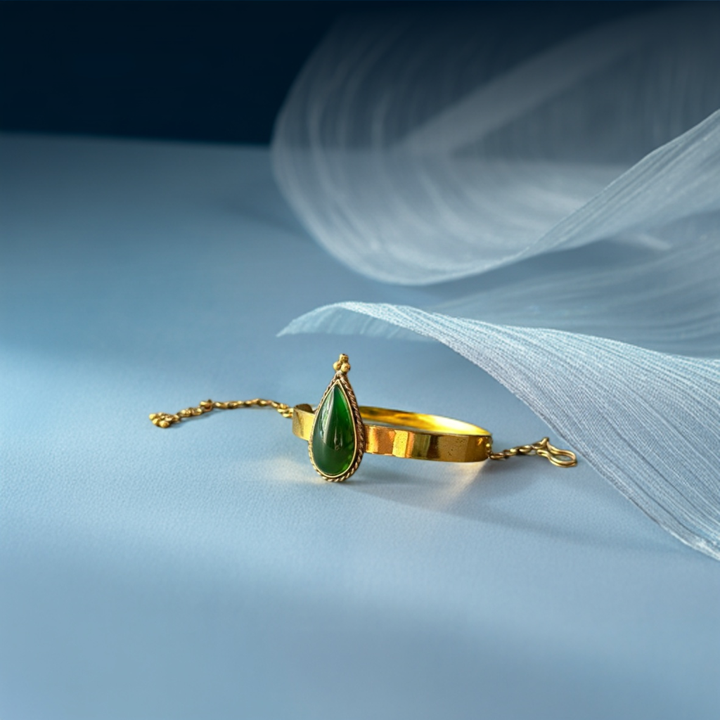 Minimalist Green Agate Cuff - Image 2