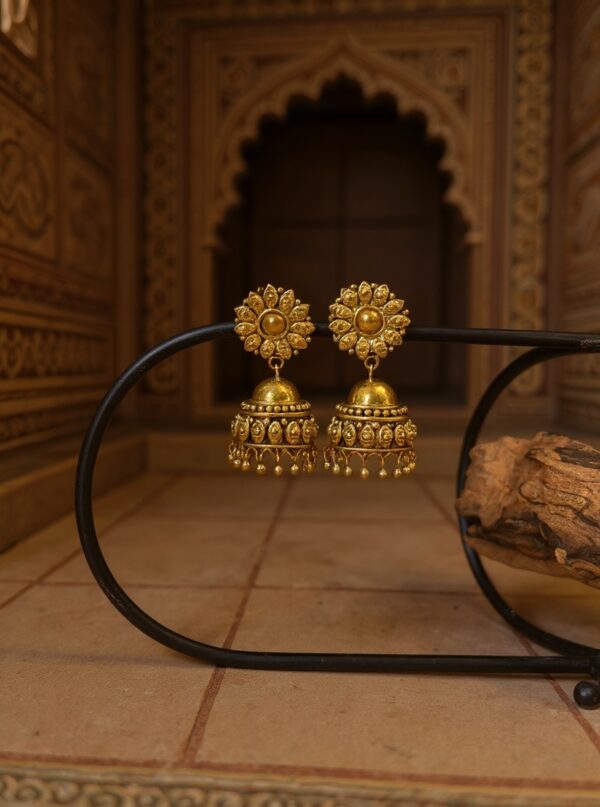 Antique Gold Temple Jhumka V7 - Image 2