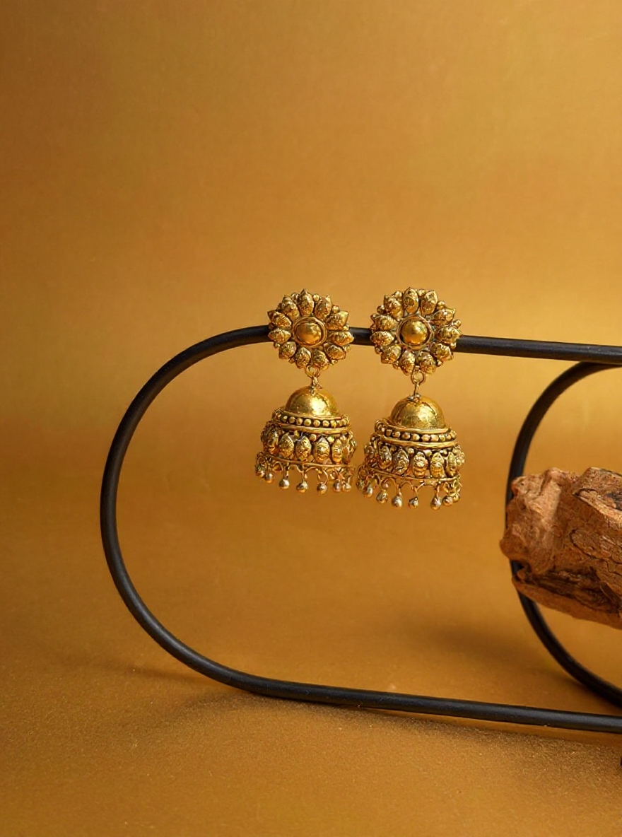 Antique Gold Temple Jhumka V7