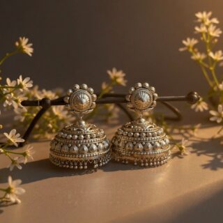 Silver Blossom Jhumka