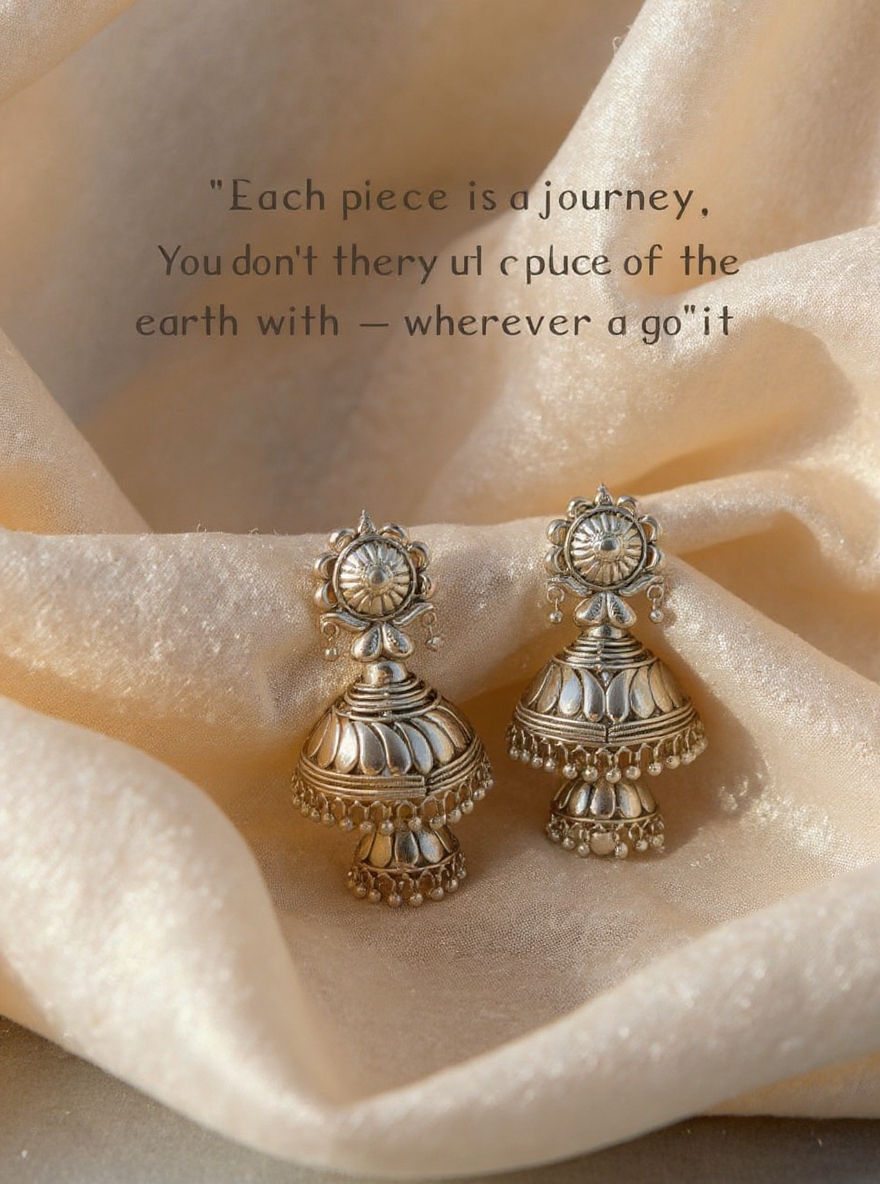 Silver Blossom Jhumka V2