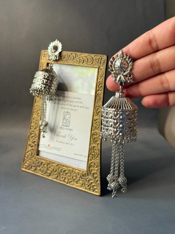 Silver Blossom Jhumka V3 - Image 3