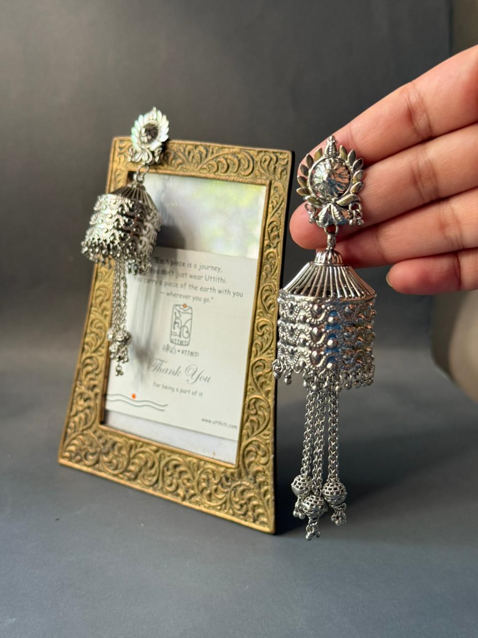 Silver Blossom Jhumka V3 - Image 3