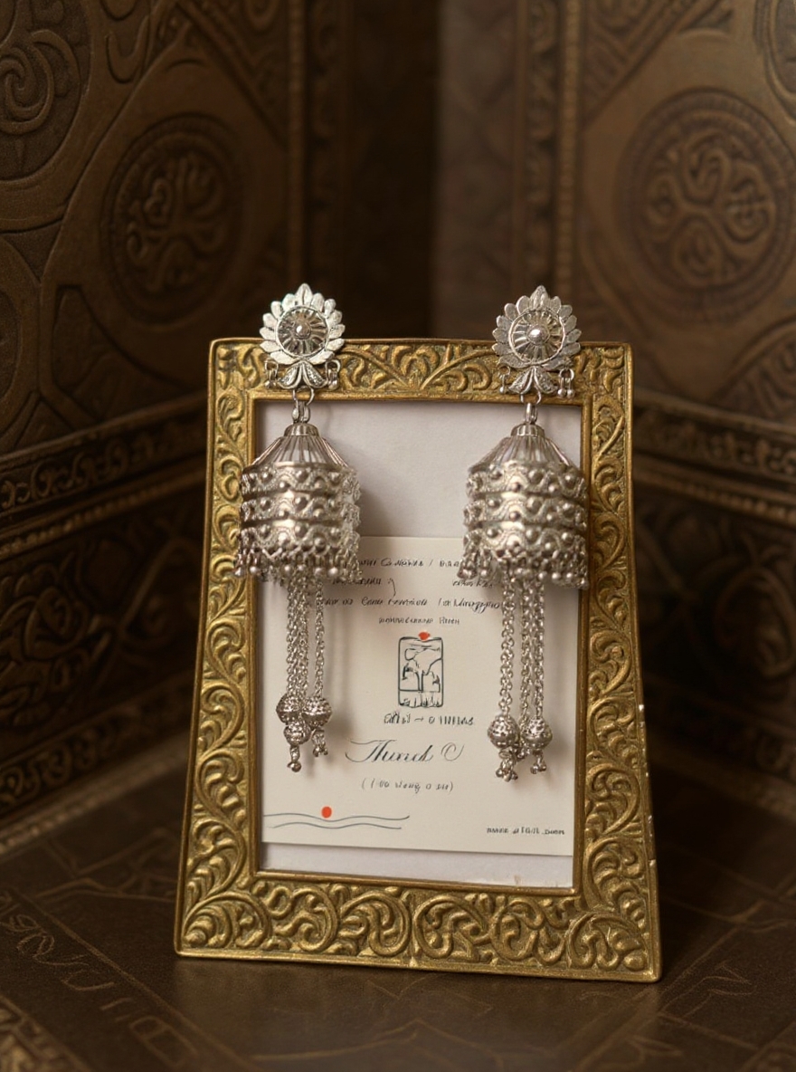 Silver Blossom Jhumka V3