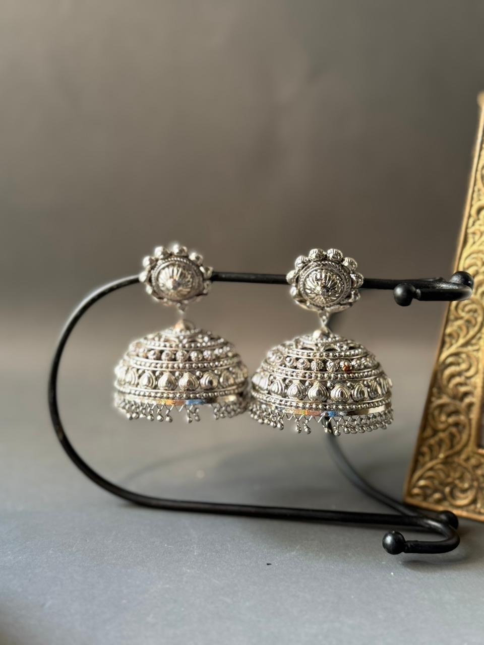 Silver Blossom Jhumka - Image 2