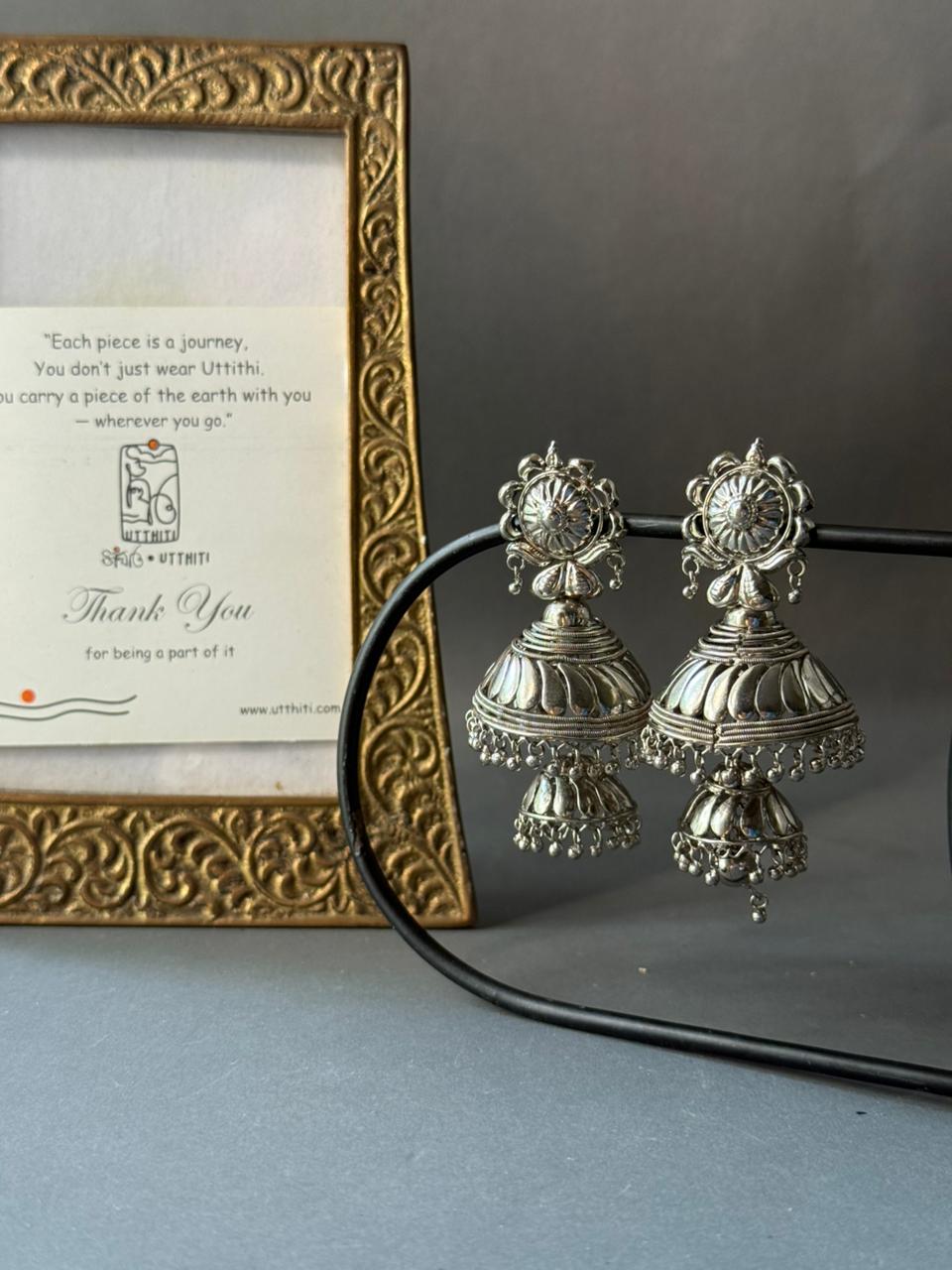 Silver Blossom Jhumka V2 - Image 2