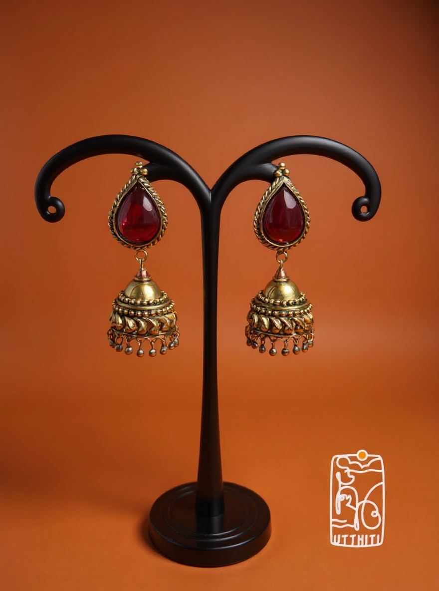 Antique Gold Temple Jhumka V10