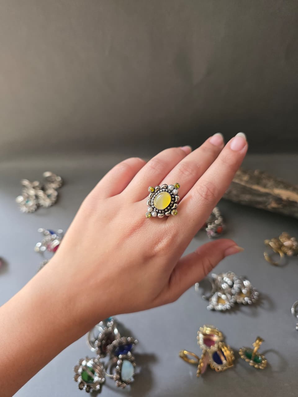 Gemstone Cluster Ring V1