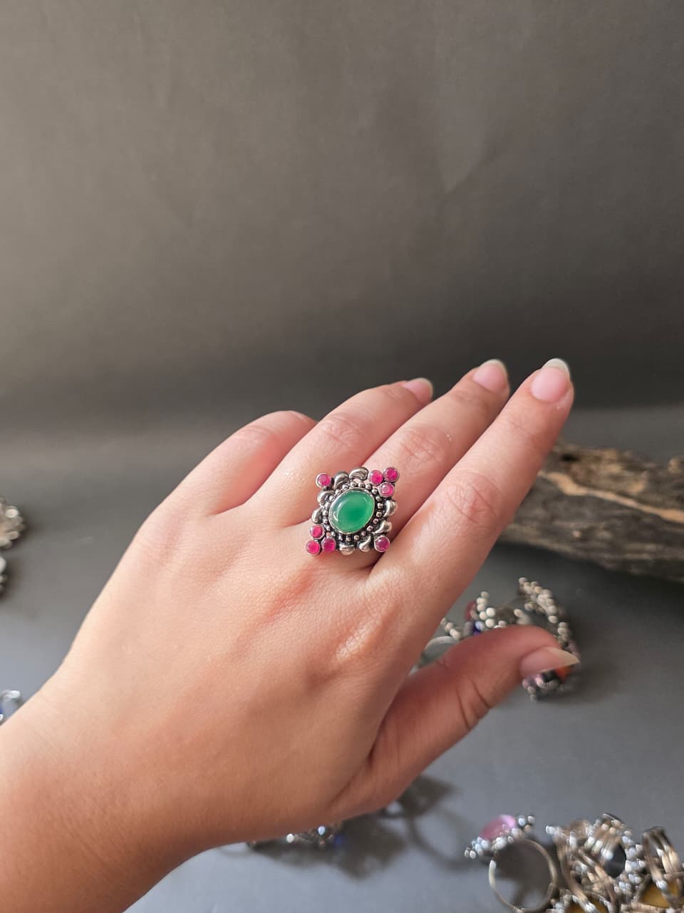 Gemstone Cluster Ring V3