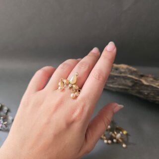 Golden Blossom Drop Ring