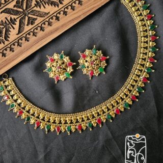 Ruby Emerald Teardrop Choker Set