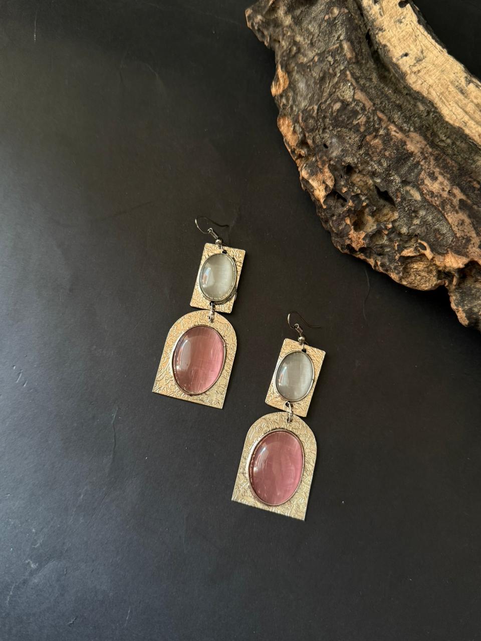 Dual Monalisa Drop Earrings