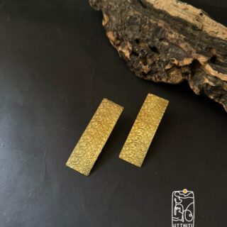 Engraved Brass Bar Stud Earrings