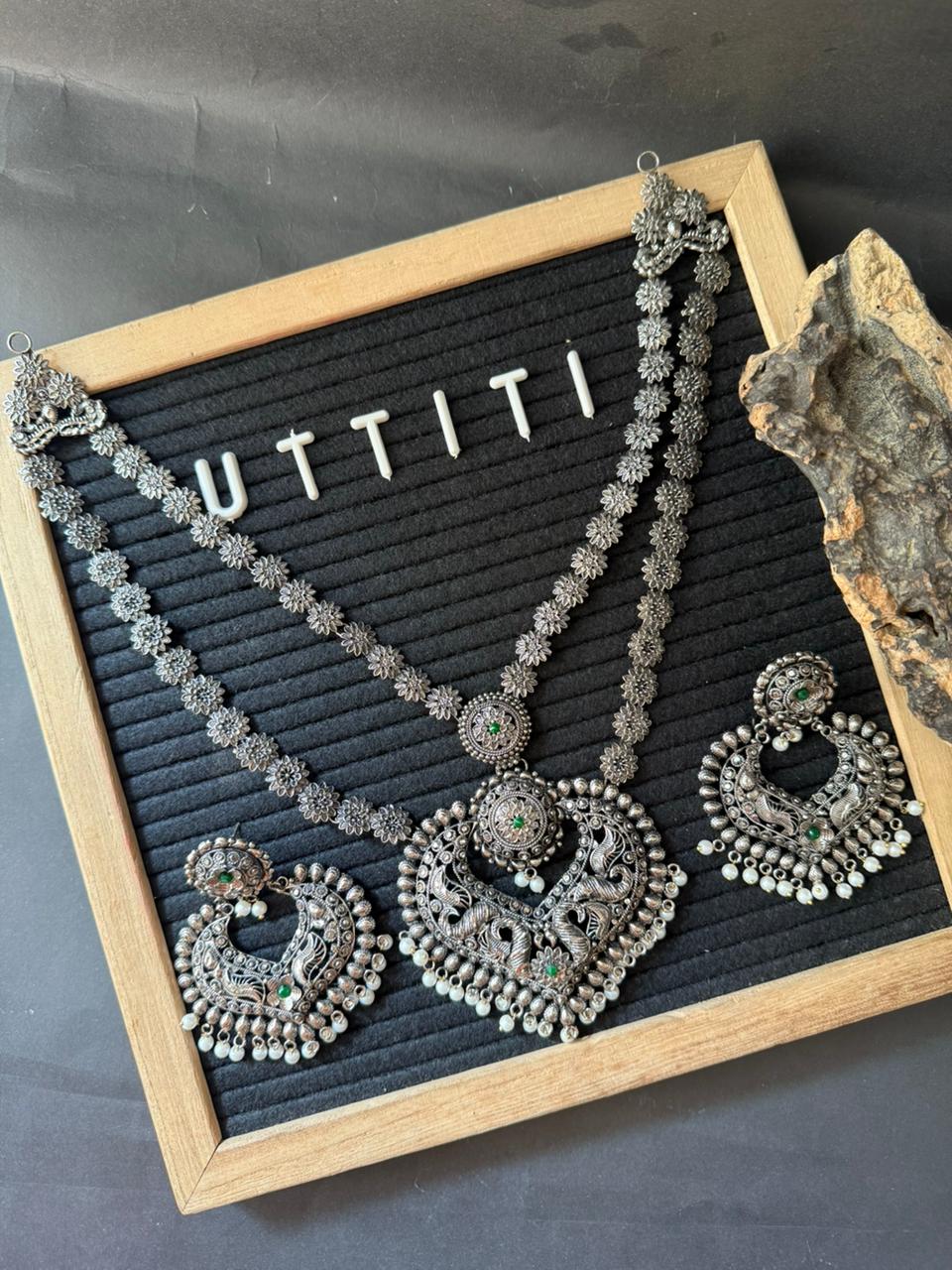 Oxidized Silver Necklace Set 1.2