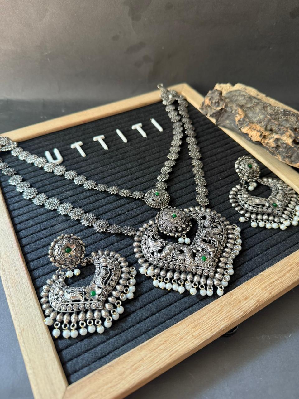 Oxidized Silver Necklace Set 1