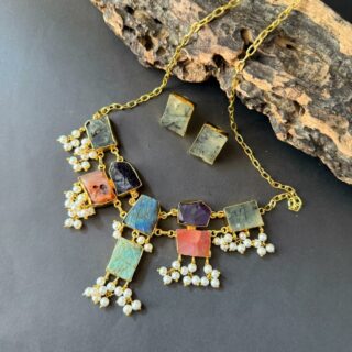 Natural Uncut Stone Necklace V10