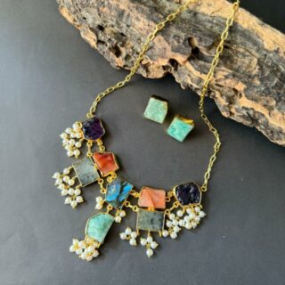 Natural Uncut Stone Necklace V4