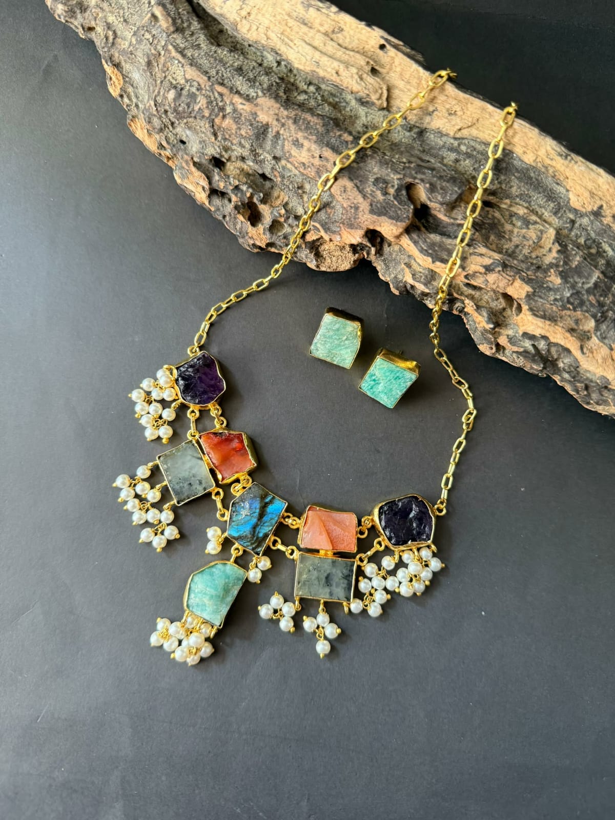 Natural Uncut Stone Necklace V4