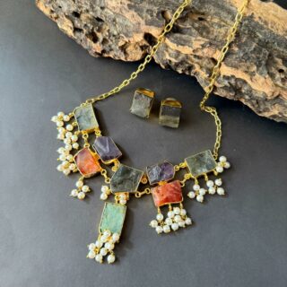 Natural Uncut Stone Necklace V8