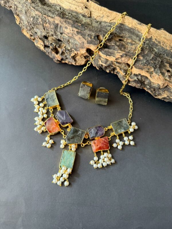 Natural Uncut Stone Necklace V8