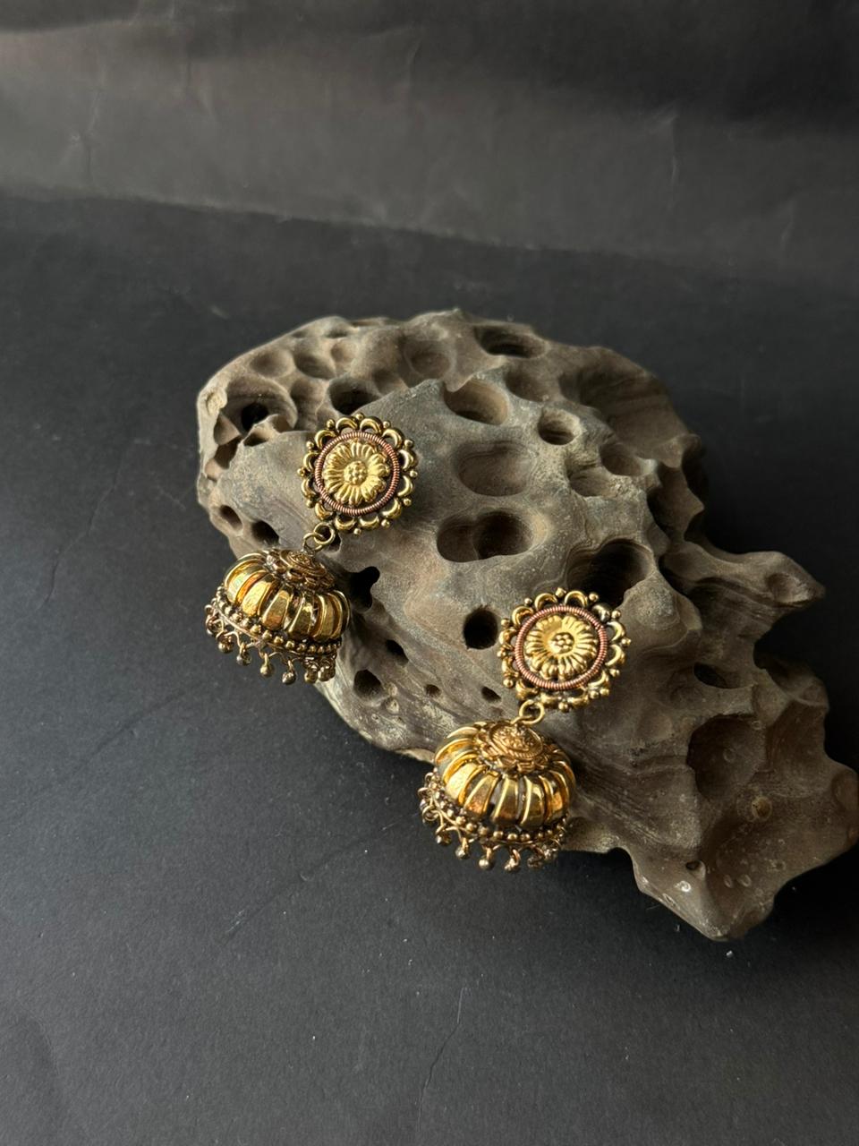 Antique Gold Temple Jhumka V11