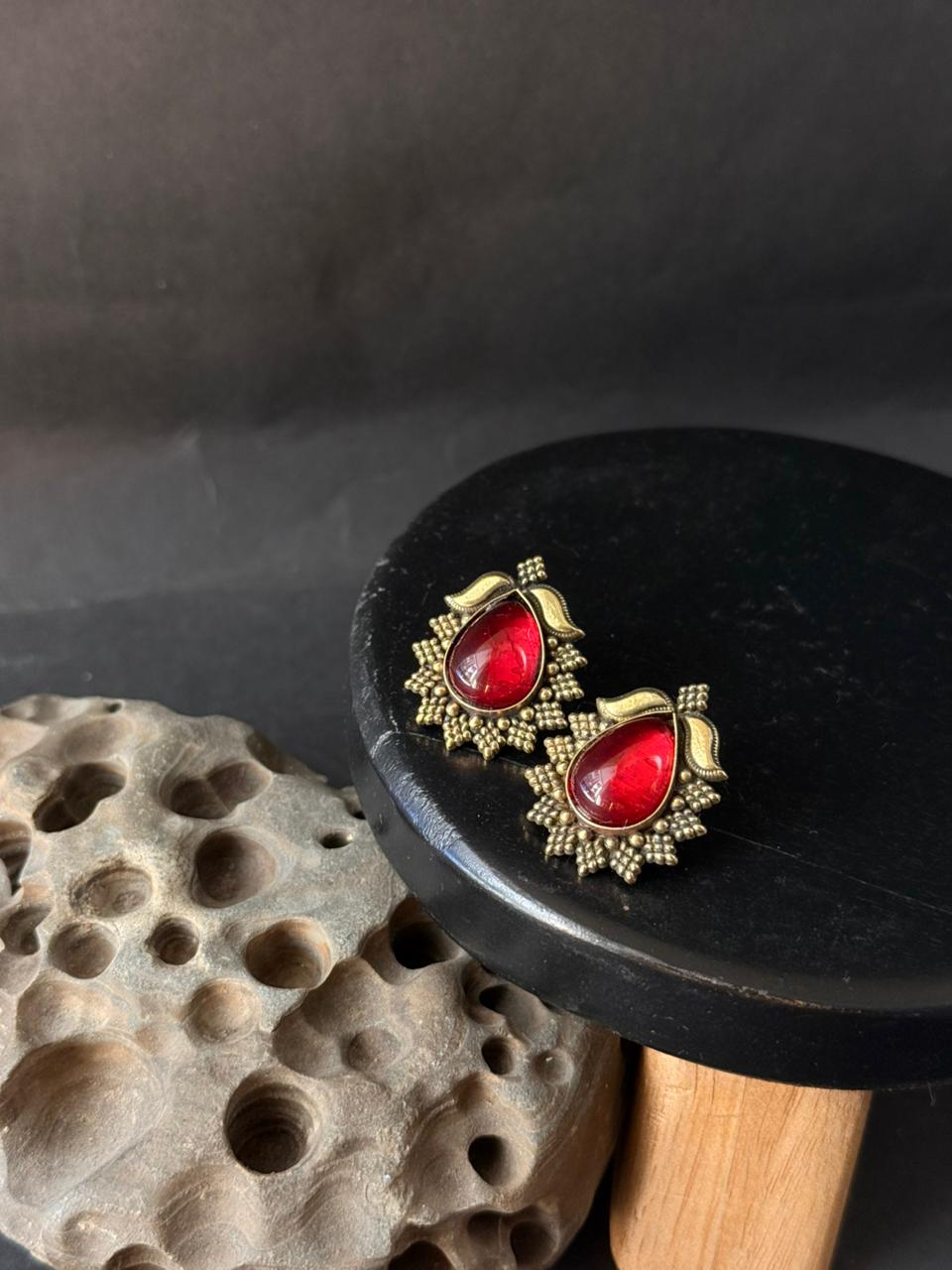 The Red Teardrop Studs