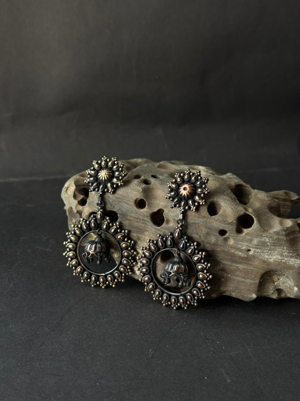 Antique Sunburst Jhumka Drops