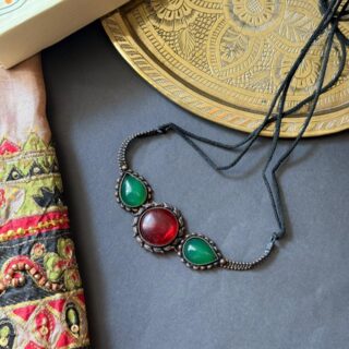 Red and Green Stone Choker