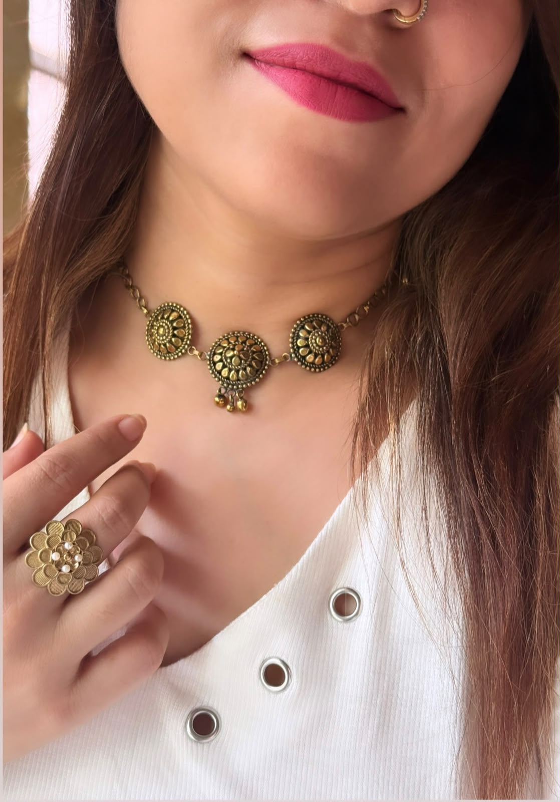 Vintage Medallion Choker Necklace