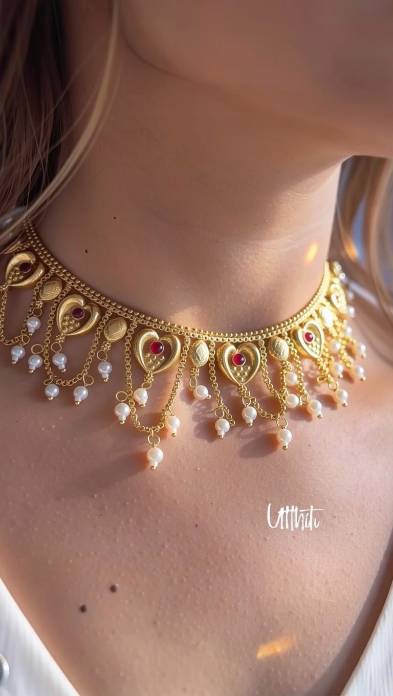 Ruby Pearl Choker Necklace