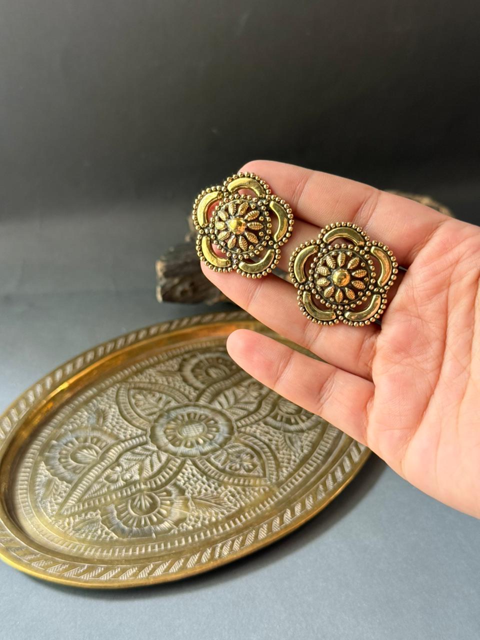 Antique Blossom Floral Stud Earring