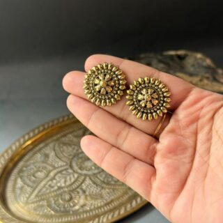 Antique Sunburst Floral Stud Earrings