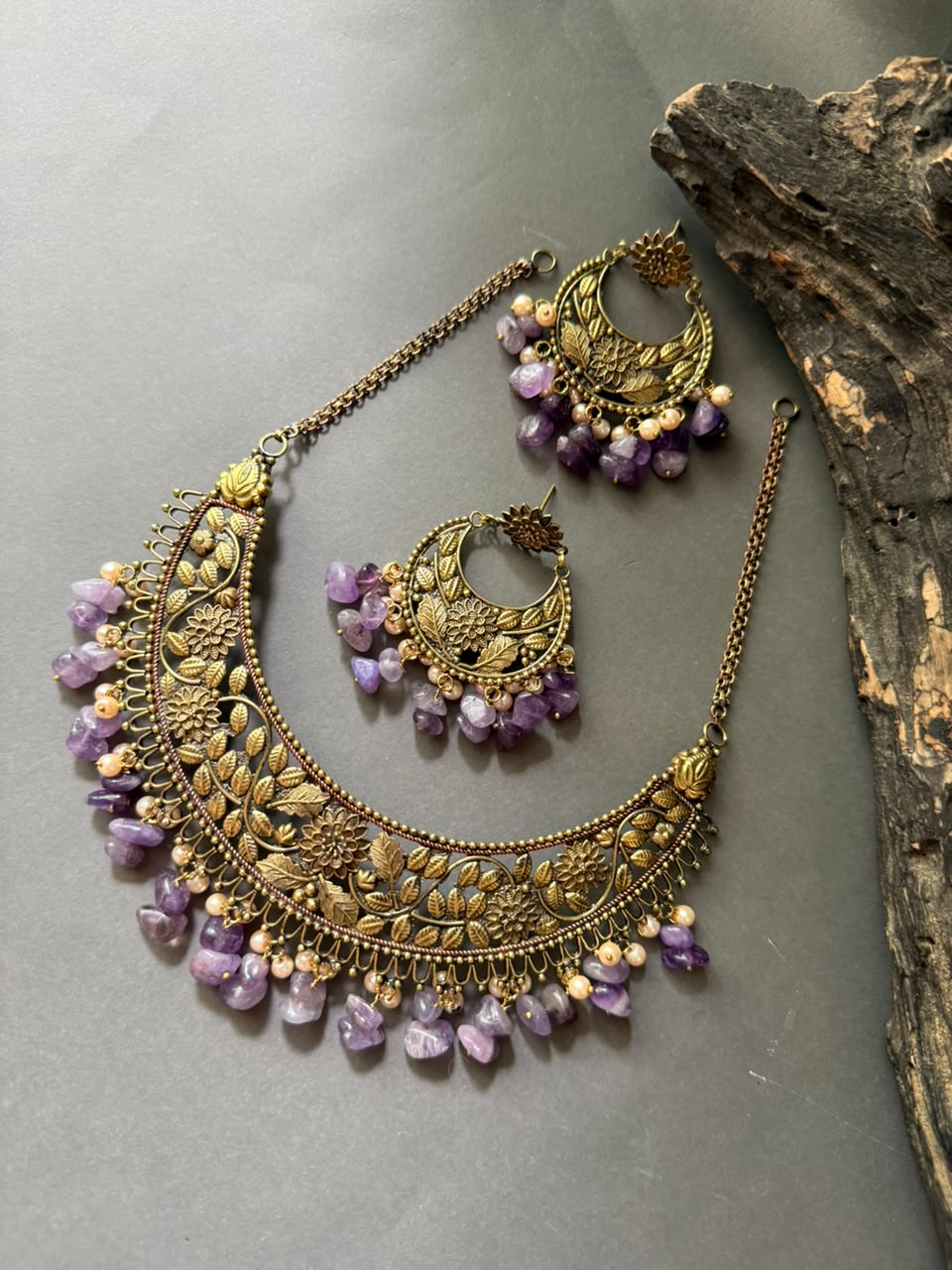 Lavender Bloom Antique Necklace