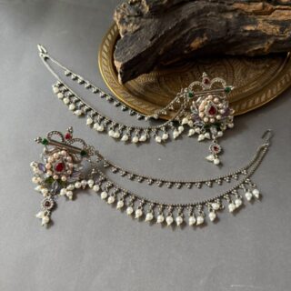 Silver Pearl MathaPatti Earrings