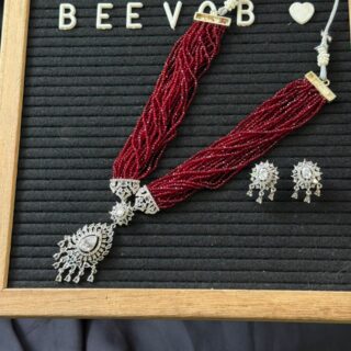 Ruby Beaded Necklace Set
