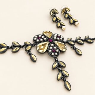 Pata Choker Necklace Set (Black-Electroplated)
