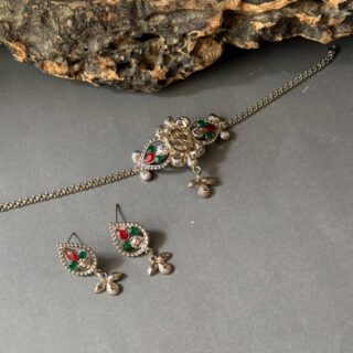 Oxidized Floral Choker Set